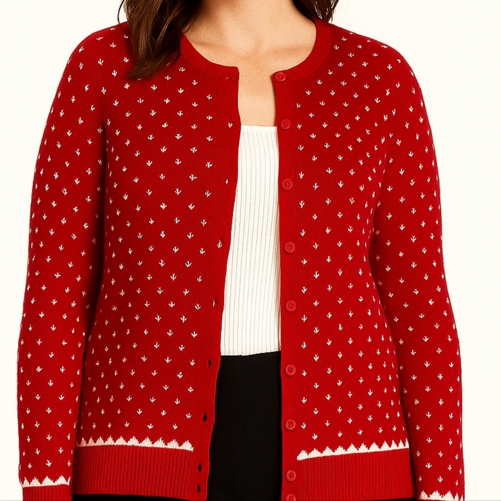 NWT! Sosoft Cropped Holiday Print Cardigan Sweater XL Stretchy Valentine's